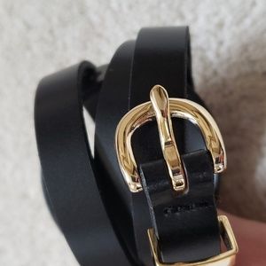 NWOT J. Crew black skinny leather belt